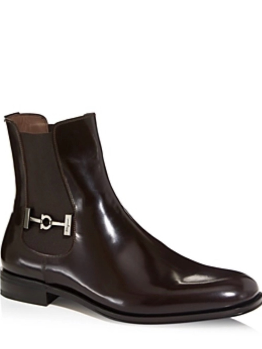 Men's Ferragamo Isidoro Chelsea Dress Boots in Dark Brown Leather